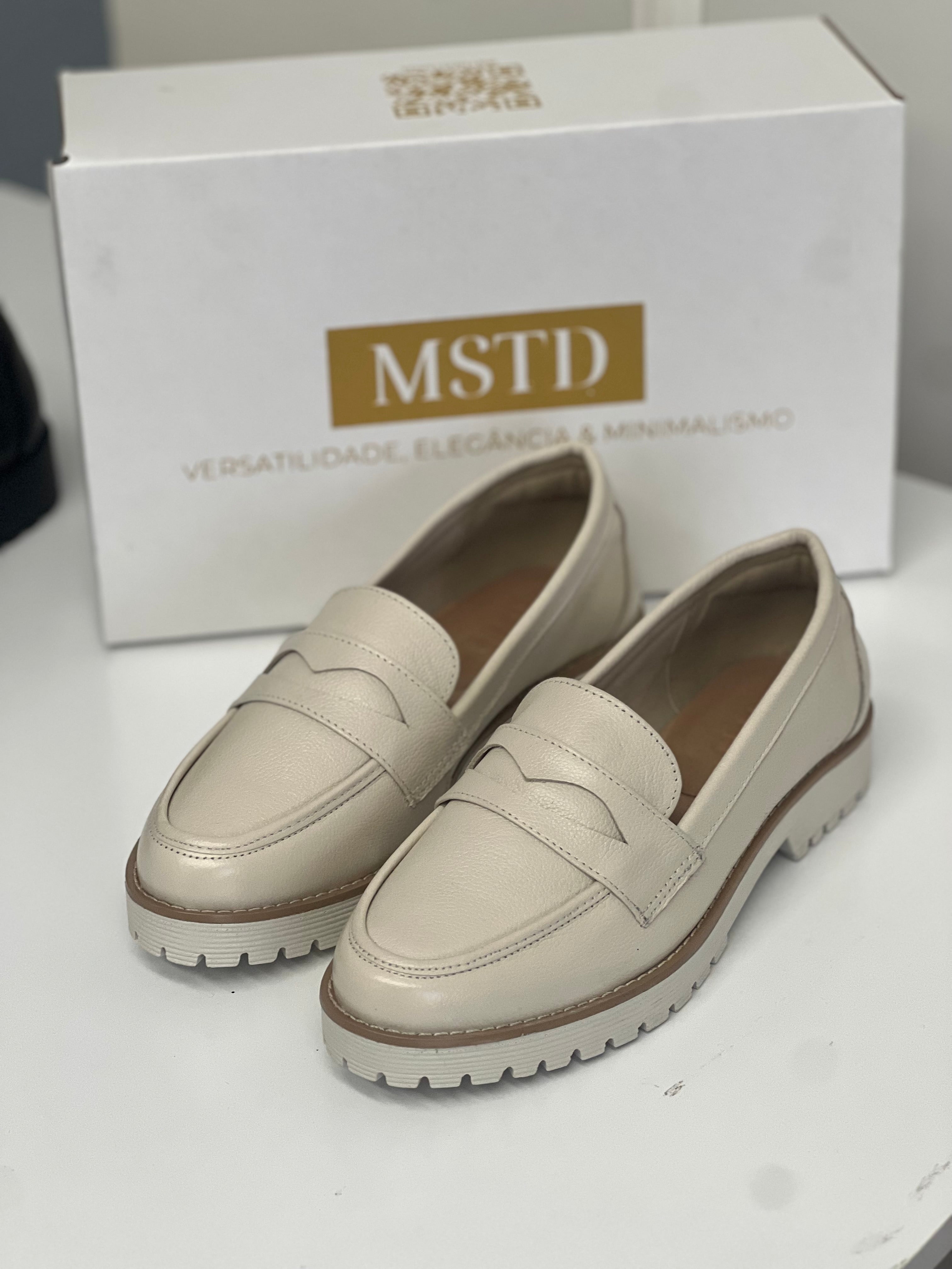 Mocassim de couro Creme Elís